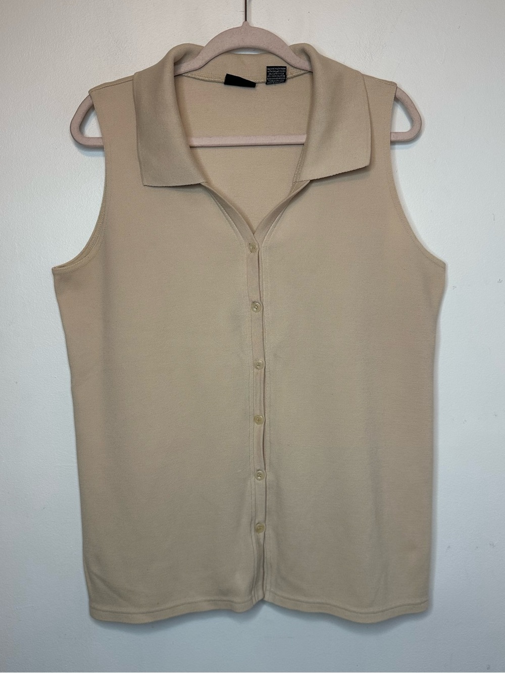 NY&Co New York & Company Women’s Vintage Beige Button Up Collared Tank Top XL